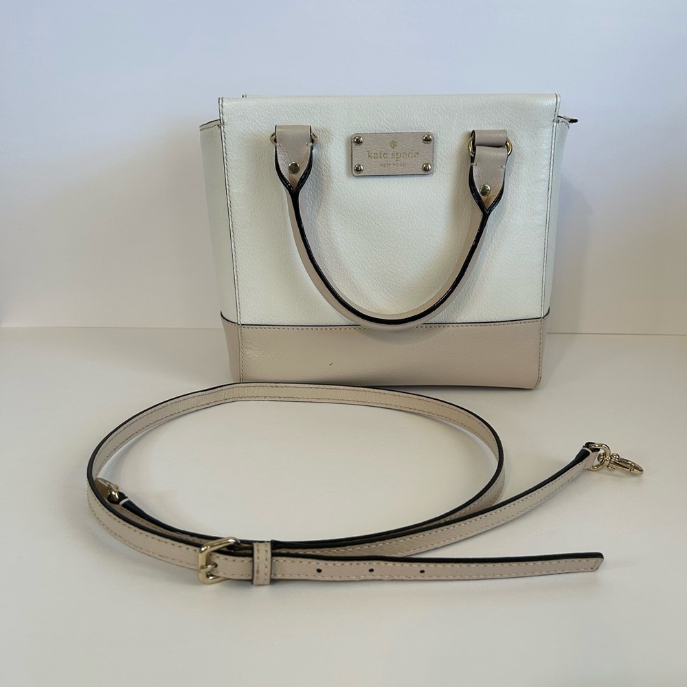 Kate Spade Purse Tan And Cream Tote Handbag With Matching Adjustable Strap